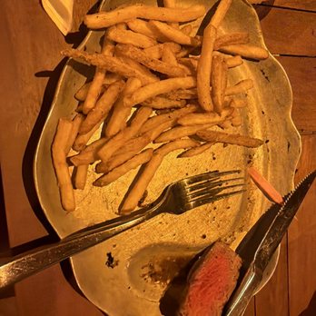 Coastal Orange Beach - this is their filet mignon and fries 100/10 - Seafood Near Me - Orange Beach, Alabama