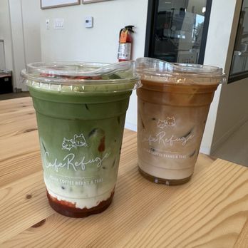 Cafe Refuge - Strawberry matcha and Vanilla latte with LAN Xang beans (from Lao!) - Coffee & Tea Near Me - Costa Mesa, California Cafe Refuge - Strawberry matcha and Vanilla latte with LAN Xang beans (from Lao!) - Coffee & Tea Near Me - Costa Mesa, California