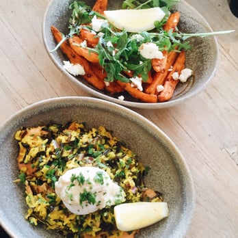 Campos Coffee Alexandria - Smoked Salmon Kedgeree & Oven-roasted Kumera Wedges - Coffee & Tea Near Me - Alexandria, NSW