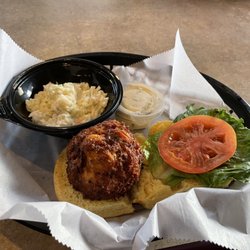 Waterman's Crab House - Their greasy and tasteless fried crab cake served on a soggy bun.