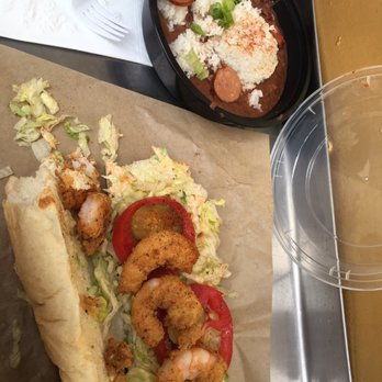 Poboyz - Gulf Shrimp Poboy with red beans and rice. - Cajun/Creole Near Me - Tigard, Oregon Poboyz - Gulf Shrimp Poboy with red beans and rice. - Cajun/Creole Near Me - Tigard, Oregon