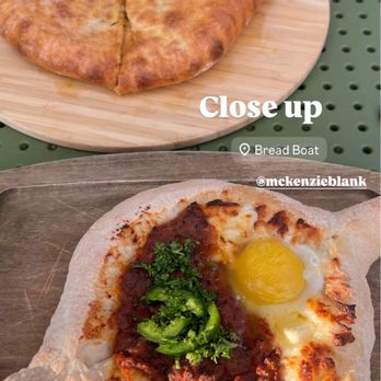 Bread Boat - Kubdari (back) and Savory Beef Boat (front) - Desserts Near Me - Austin, Texas