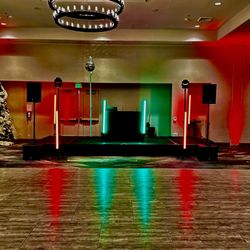 Small Holiday Set up at the Graduate Hotel for a Holiday Party. Services Provided: DJ, Emcee, Accent Lighting and Photobooth