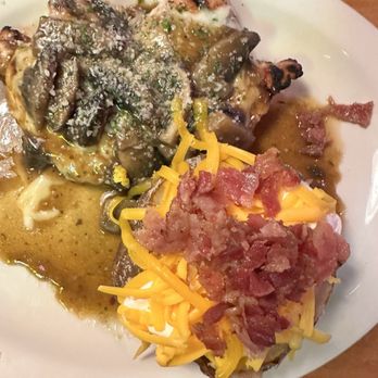 Texas Roadhouse - Portobello mushroom chicken with loaded baked potato - Steakhouses Near Me - Huntsville, Texas