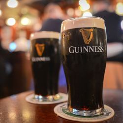 Dacha Beer Garden - Guinness is served in a pint glass and Das Boot at Dacha Beer Garden.