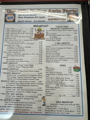 Menu photo 1 Wendy's Diner Cassville, NY
