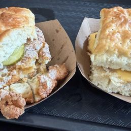Fried Chicken Biscuit and Youngin with Sausagge Fried Chicken Biscuit and Youngin with Sausagge