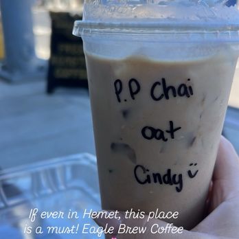 Eagle Brew Coffee Crew - Pumpkin Pie Chai with Oat Milk - Coffee & Tea Near Me - Hemet, California