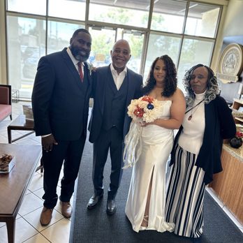 Friar Tux - This is me, my bride, and our Pastor and First Lady - Men's Clothing Near Me - Northridge, California