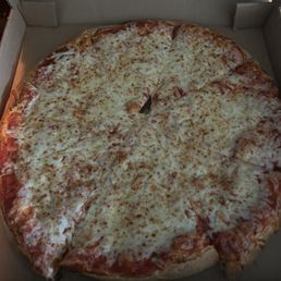 The pizza shifted driving. 16" Large Cheese Pizza with extra cheese and sauce.