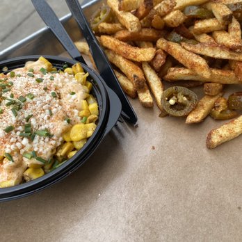 Q-BBQ - Spicy fries and elote - Barbeque Near Me - La Grange, Illinois