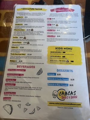 Menu photo 2 Calacas Tacos & Beer Harlingen, TX