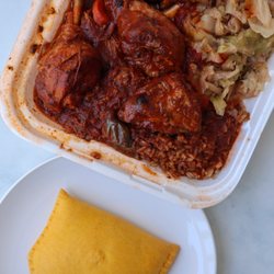 M&J Caribbean Cuisine - Stewed Chicken & Beef Patty @tiffhuangry