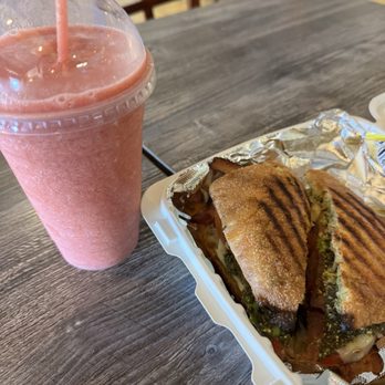 Newbreak Coffee & Cafe - OB smoothie and chicken pesto panini - Coffee & Tea Near Me - San Diego, California Newbreak Coffee & Cafe - OB smoothie and chicken pesto panini - Coffee & Tea Near Me - San Diego, California