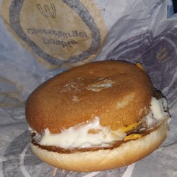 My very messy McDouble I forgot to take a picture until after I swiped the excess mayo off the wrapper! My very messy McDouble I forgot to take a picture until after I swiped the excess mayo off the wrapper!