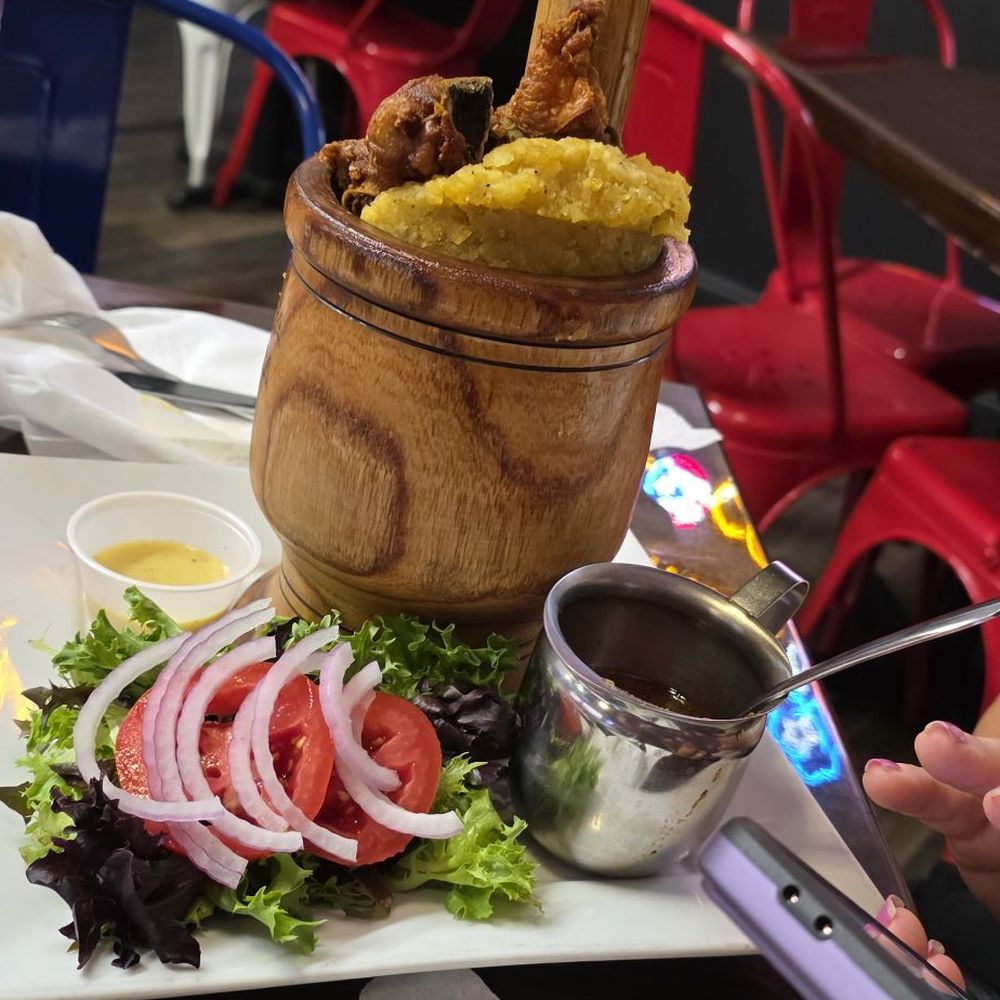 Mofongo with chicken chunks Mofongo with chicken chunks