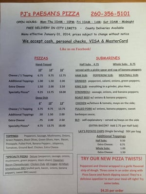 Menu photo 4 PJ's Paesan's Pizza Huntington, IN Menu photo 4 PJ's Paesan's Pizza Huntington, IN