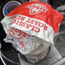 Arbys - The $3 sandwich smaller than a medium coffee lid.