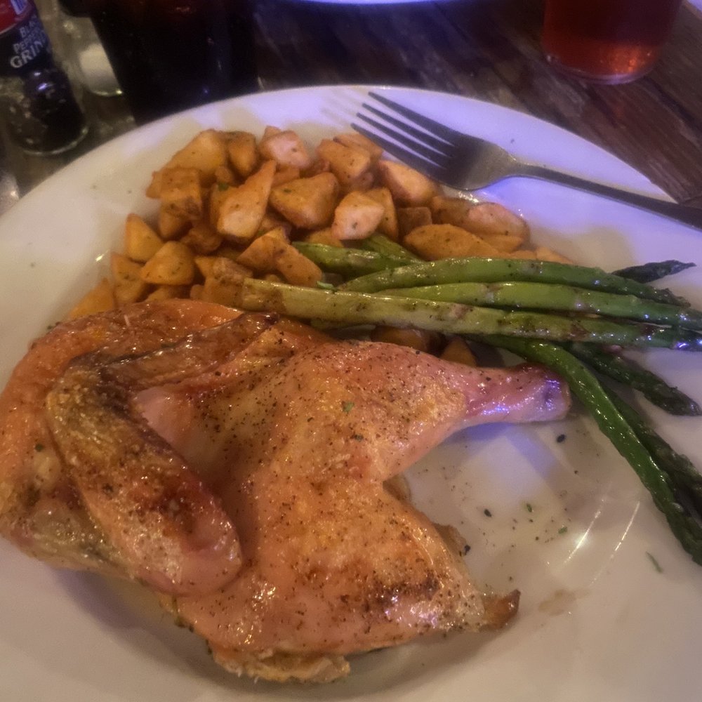 Rustic Table - Half chicken, asparagus and potatoes. - Southern Near Me - Pawleys Island, South Carolina Rustic Table - Half chicken, asparagus and potatoes. - Southern Near Me - Pawleys Island, South Carolina