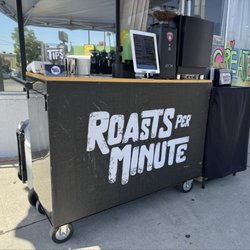 Roasts Per Minute Specialty Coffee Cart serving handcrafted espresso and specialty coffee outside NoHo Gym