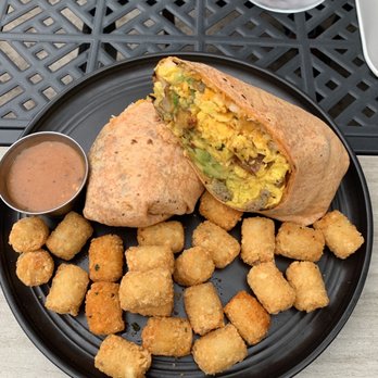 The Hideout Kitchen - Breakfast Burrito with Tater Tots - New American Near Me - Lafayette, California The Hideout Kitchen - Breakfast Burrito with Tater Tots - New American Near Me - Lafayette, California