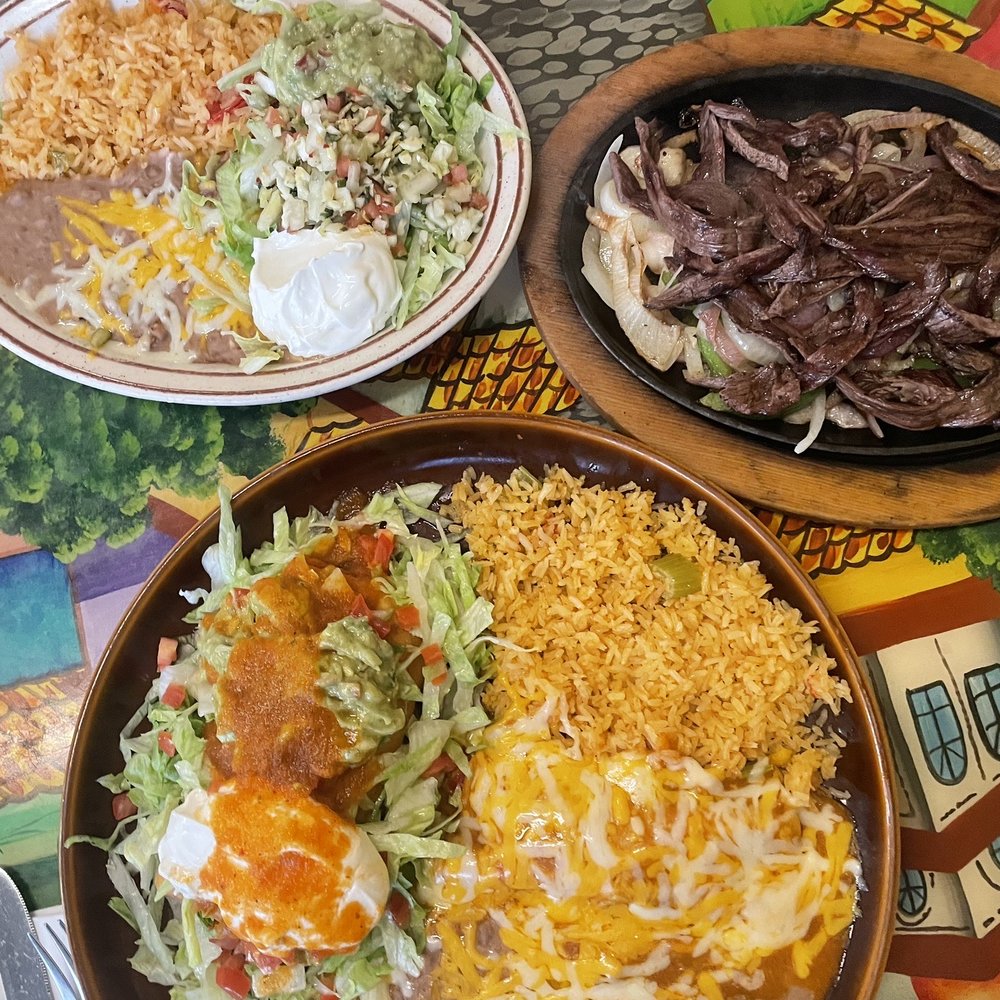 Carne Asada Fajita  Combination: Chicken Enchiladas & Chicken Chimichanga