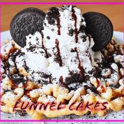 Monkey’s Munchies - Funnel cake with ice cream and other toppings.
