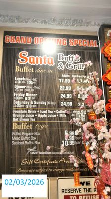 Menu photo 1 Santa Buffet & Grill Santa Ana, CA