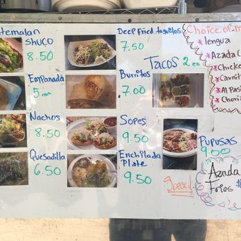 El Quetzal - Menu on the side of the truck. Alex and his crew whip up some BOMB food! - Food Trucks Near Me - Eugene, Oregon