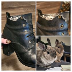 Anthony's Shoe Repair - Costa Mesa - Before, damage shown with the cute perpetrator.