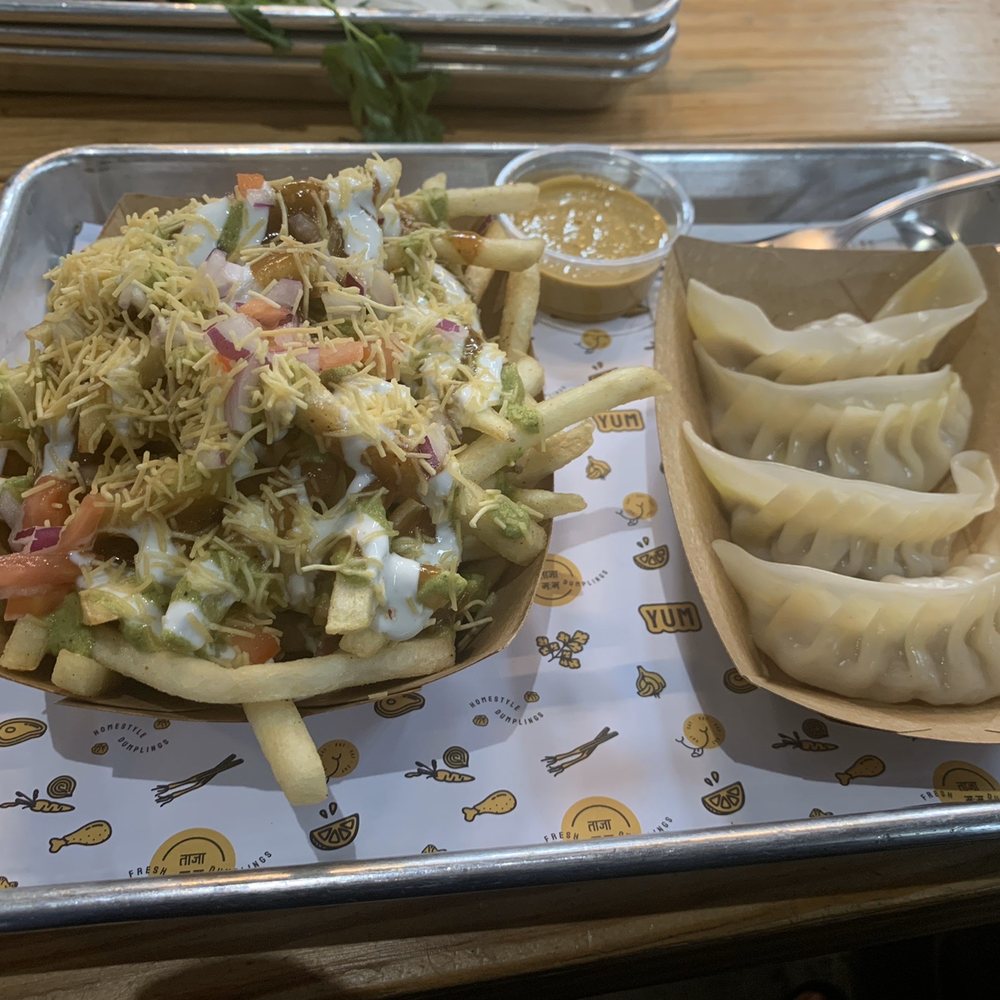 Momo Cha - French Fry Chaat and Steamed Pork Momos - Himalayan/Nepalese Near Me - Detroit, Michigan Momo Cha - French Fry Chaat and Steamed Pork Momos - Himalayan/Nepalese Near Me - Detroit, Michigan