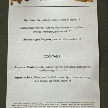 RockCreek Seafood & Spirits - Dessert menu - Seafood Near Me - Seattle, Washington