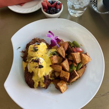 The Stove NV - Southern Bene, potatoes with green and red peppers, side of berries - Breakfast & Brunch Near Me - Henderson, Nevada The Stove NV - Southern Bene, potatoes with green and red peppers, side of berries - Breakfast & Brunch Near Me - Henderson, Nevada