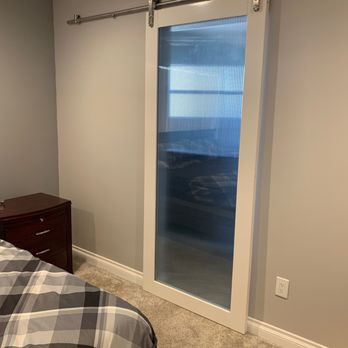 Falcon Glass - They took my regular wood barn door and made it custom by putting Reeded glass in it. - Glass & Mirrors Near Me - Redlands, California