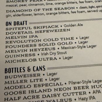 Swift Tavern - Name each beer on tap for the new rookies:) Bottles for the ladies homework.... Cans named after old as fuck that suck... - Bars Near Me - Chicago, Illinois