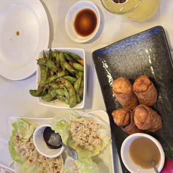 Chi Modern Asian Cuisine - 4. Egg Roll + 18. Chicken Lettuce Wrap + 2. Spicy Edamame + best mistake ever - Sushi Bars Near Me - Swampscott, Massachusetts Chi Modern Asian Cuisine - 4. Egg Roll + 18. Chicken Lettuce Wrap + 2. Spicy Edamame + best mistake ever - Sushi Bars Near Me - Swampscott, Massachusetts