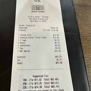 Brick & Spoon - Orlando - Breakfast for 2 $70! - New American Near Me - Maitland, Florida