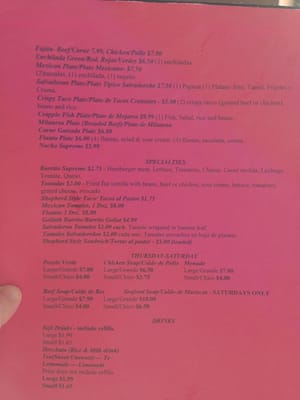 Menu photo 5 El Pulgarcito de America Abilene, TX