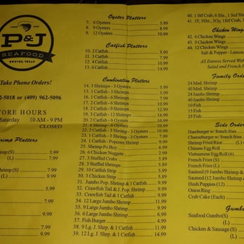 P & J Seafood - Menu - Seafood Near Me - Groves, Texas