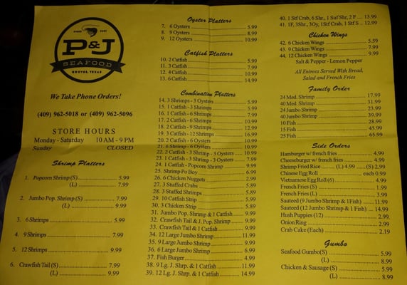 Menu photo 7 P & J Seafood Groves, TX