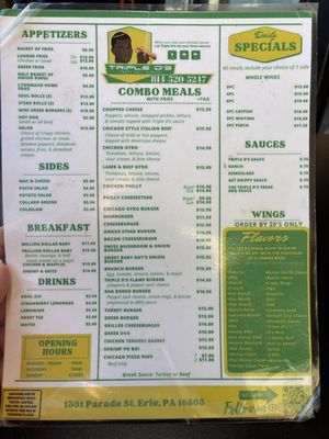 Menu photo 1 Triple D’s Tastey Grill Erie, PA Menu photo 1 Triple D’s Tastey Grill Erie, PA