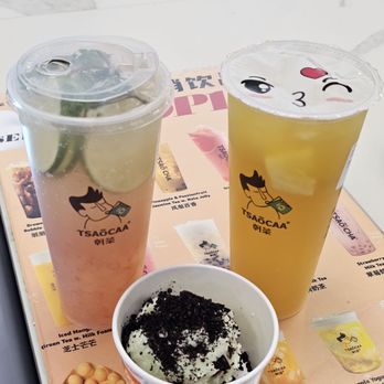 Tsaocaa - Austin - Peach Mojito, Pineapple Green Tea, Amy's mint chip ice cream - Bubble Tea Near Me - Austin, Texas