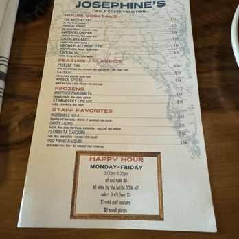 Josephine's Gulf Coast Tradition - Cocktail Menu - Seafood Near Me - Houston, Texas Josephine's Gulf Coast Tradition - Cocktail Menu - Seafood Near Me - Houston, Texas