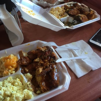 Konan BBQ - Meat platters with collard greens, Mac and cheese and potato salad! Sheer perfection! - Barbeque Near Me - Tampa, Florida