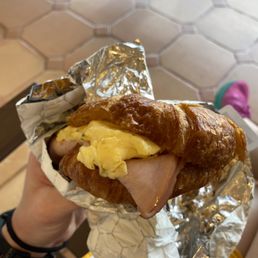 Croissant breakfast sandwich