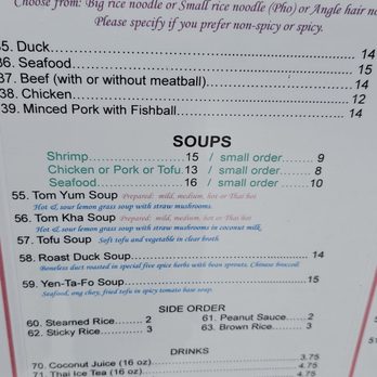 Thai Cuisine Express - 11-6-24. Menu (Partial Only) - Thai Near Me - Aiea, Hawaii