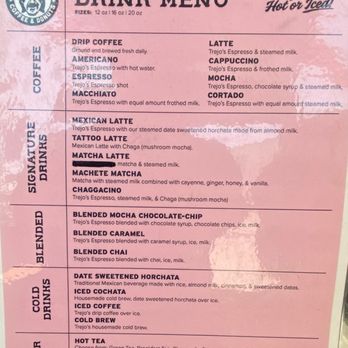 Trejo's Coffee & Donuts - Drink menu as of August 2025 - Coffee & Tea Near Me - Los Angeles, California Trejo's Coffee & Donuts - Drink menu as of August 2025 - Coffee & Tea Near Me - Los Angeles, California