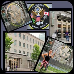 Embassy of the United States of America - The US Embassy in Ottawa. Buster expected to be greeted by the ambassador himself, instead we were not allowed in the door.Blame in on 9/11.