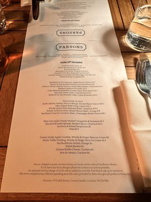 Menu photo 1 Parsons London, XGL
