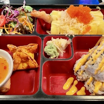 Kiin Thai Sushi - Lunch bento box with spicy tuna roll, shrimp tempura with mango roll, and lunch specials add ons - Thai Near Me - Cambridge, Massachusetts